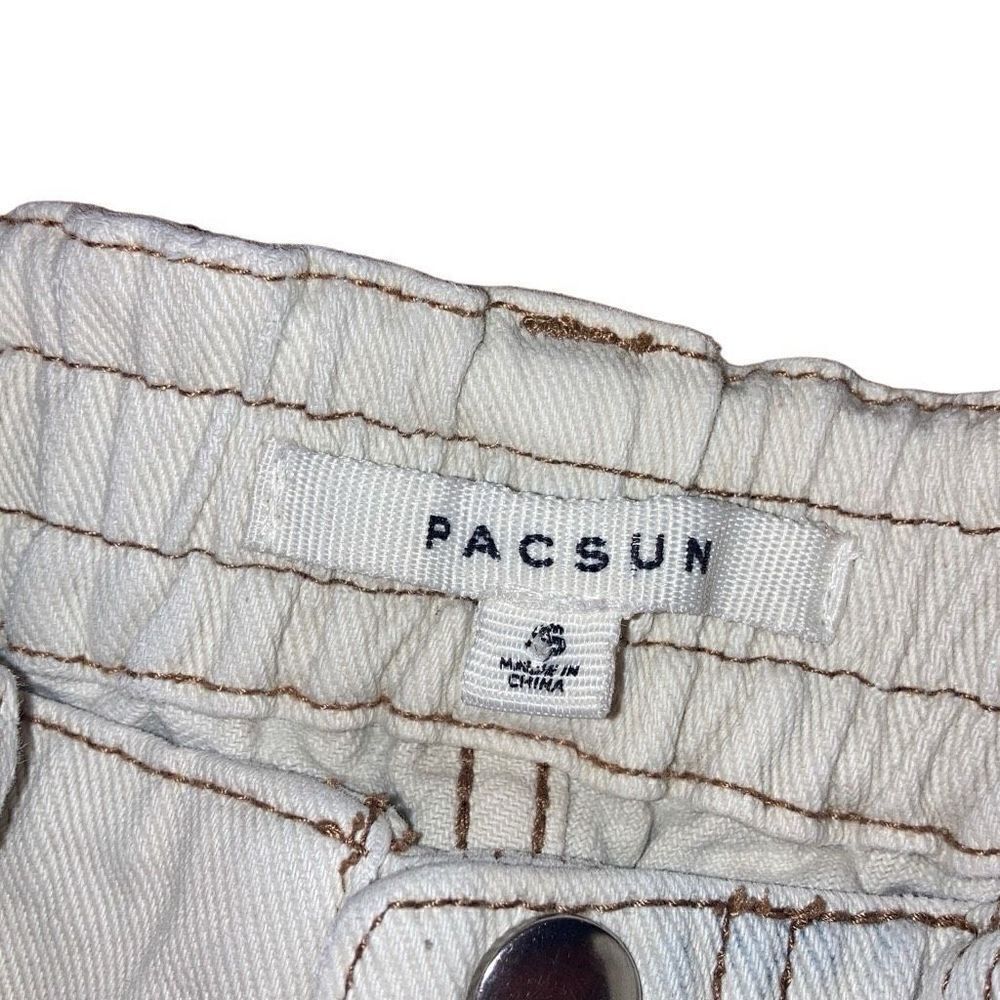 Pacsun Size XS White Cream High Waisted Slim Fit Cargo Pants Seam Detailing - Picture 6 of 7